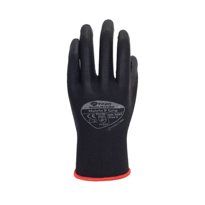 Polyco Matrix P Grip Black PU Palm Coated Gloves 40 - MAT