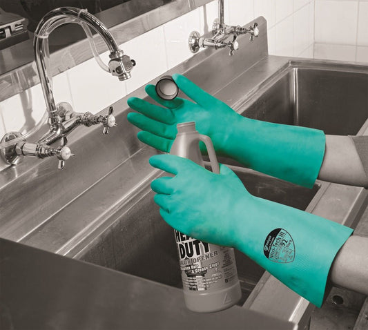 Polyco Nitri Tech III Green Flock Lined Nitrile Gloves