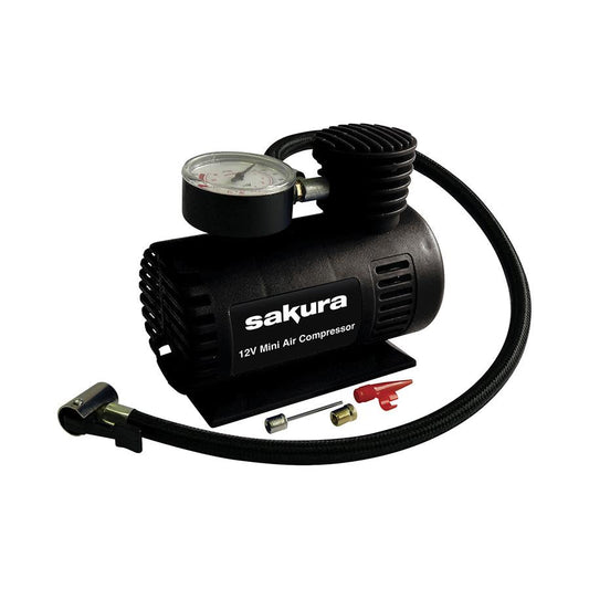 Sakura 12v Mini Air Compressor With 3 Adaptors SS3602