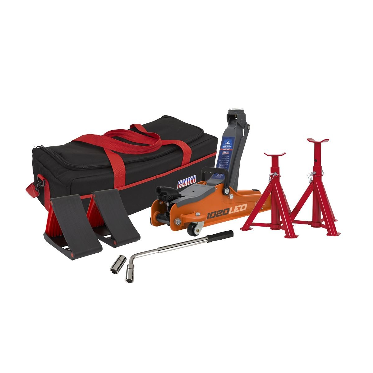 Sealey 1020LEOBAGCOMBO Low Entry Short Chassis Trolley Jack & Accessories Bag Combo 2 Tonne - Orange