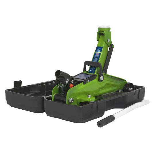 Sealey 1050CXDHV Short Chassis Trolley Jack with Storage Case 2 Tonne - Green