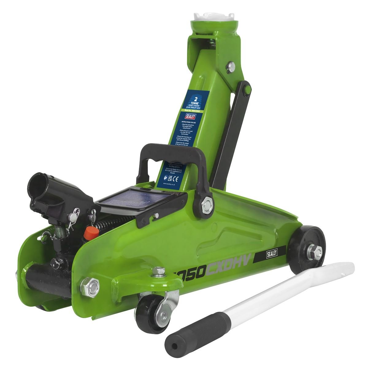 Sealey 1050CXDHV Short Chassis Trolley Jack with Storage Case 2 Tonne - Green