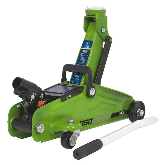 Sealey 1050CXHV Short Chassis Trolley Jack 2 Tonne - Green