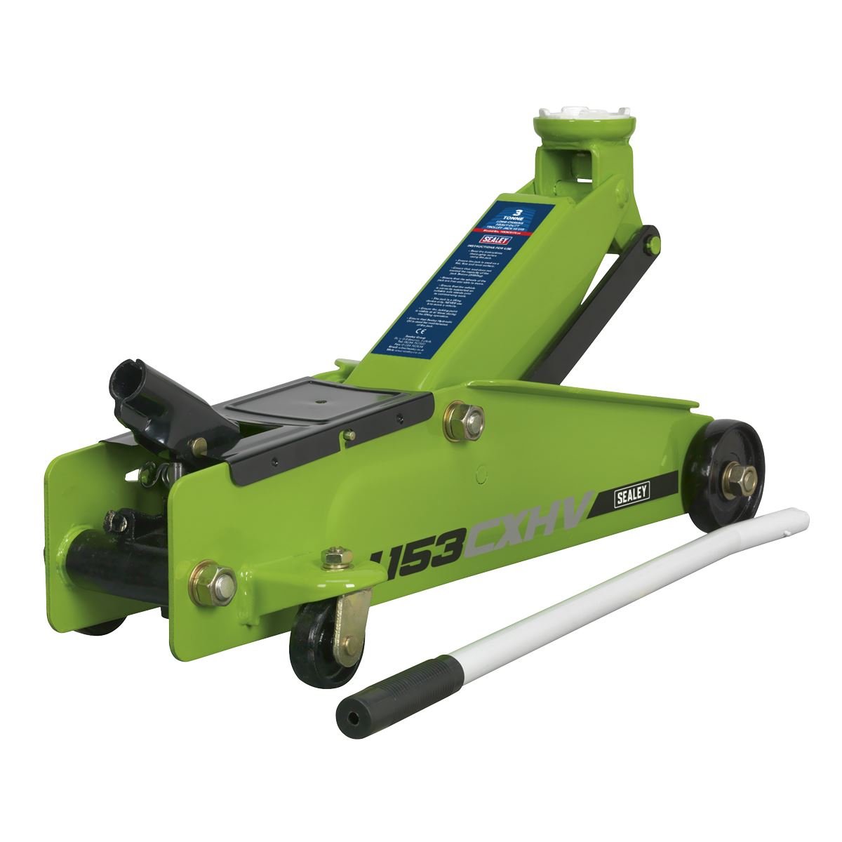 Sealey 1153CXHV Long Reach Heavy - Duty Trolley Jack 3 Tonne - Green