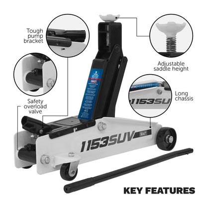 Sealey 1153SUV Long Reach High Lift SUV Trolley Jack 3 Tonne