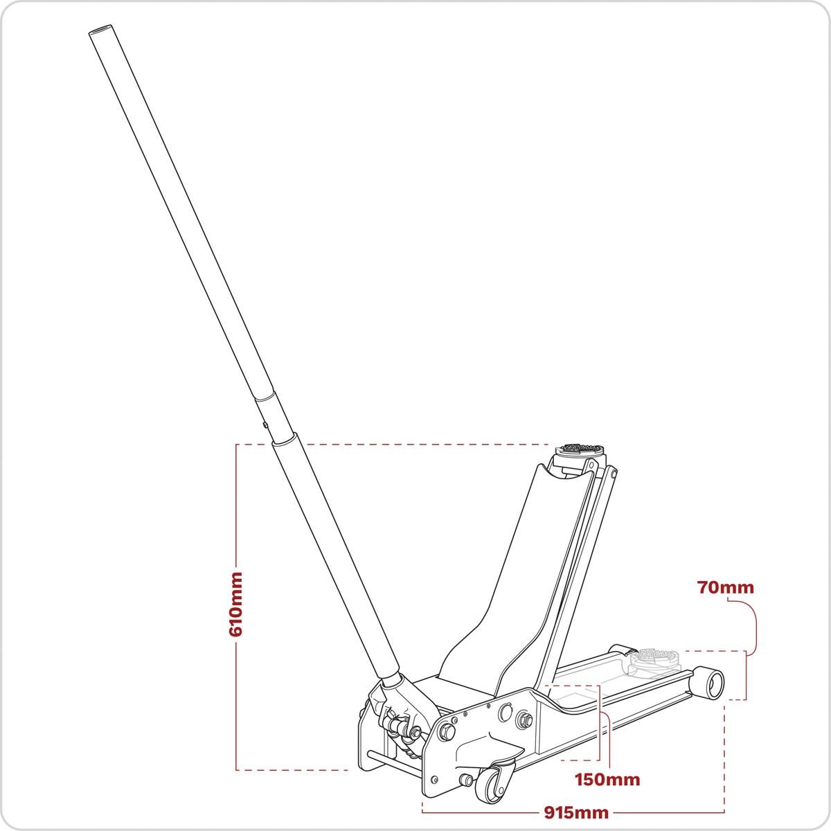 Sealey 1500SLR Low Profile Rocket Lift Trolley Jack 1.5 Tonne