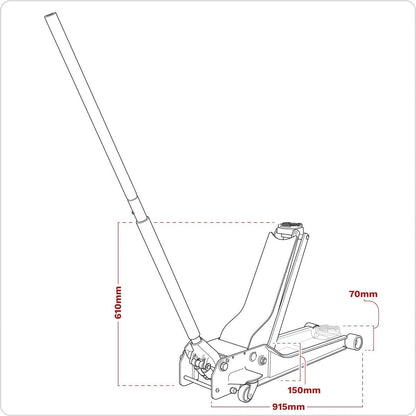 Sealey 1500SLR Low Profile Rocket Lift Trolley Jack 1.5 Tonne