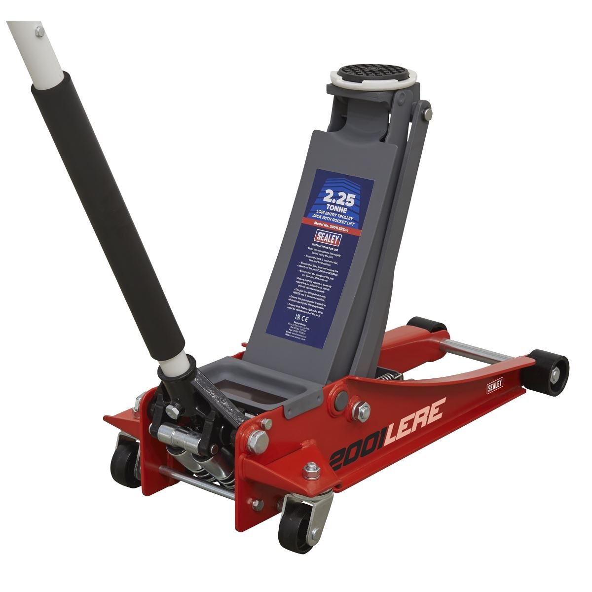 Sealey 2001LERE Low Profile Rocket Lift Trolley Jack 2.25 Tonne - Red