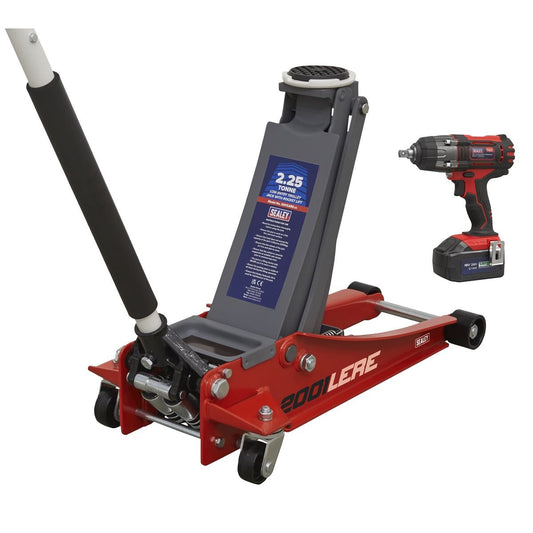 Sealey 2001LERECOMBO 2.2 Tonne Trolley Jack & 18V Cordless Impact Wrench - Red