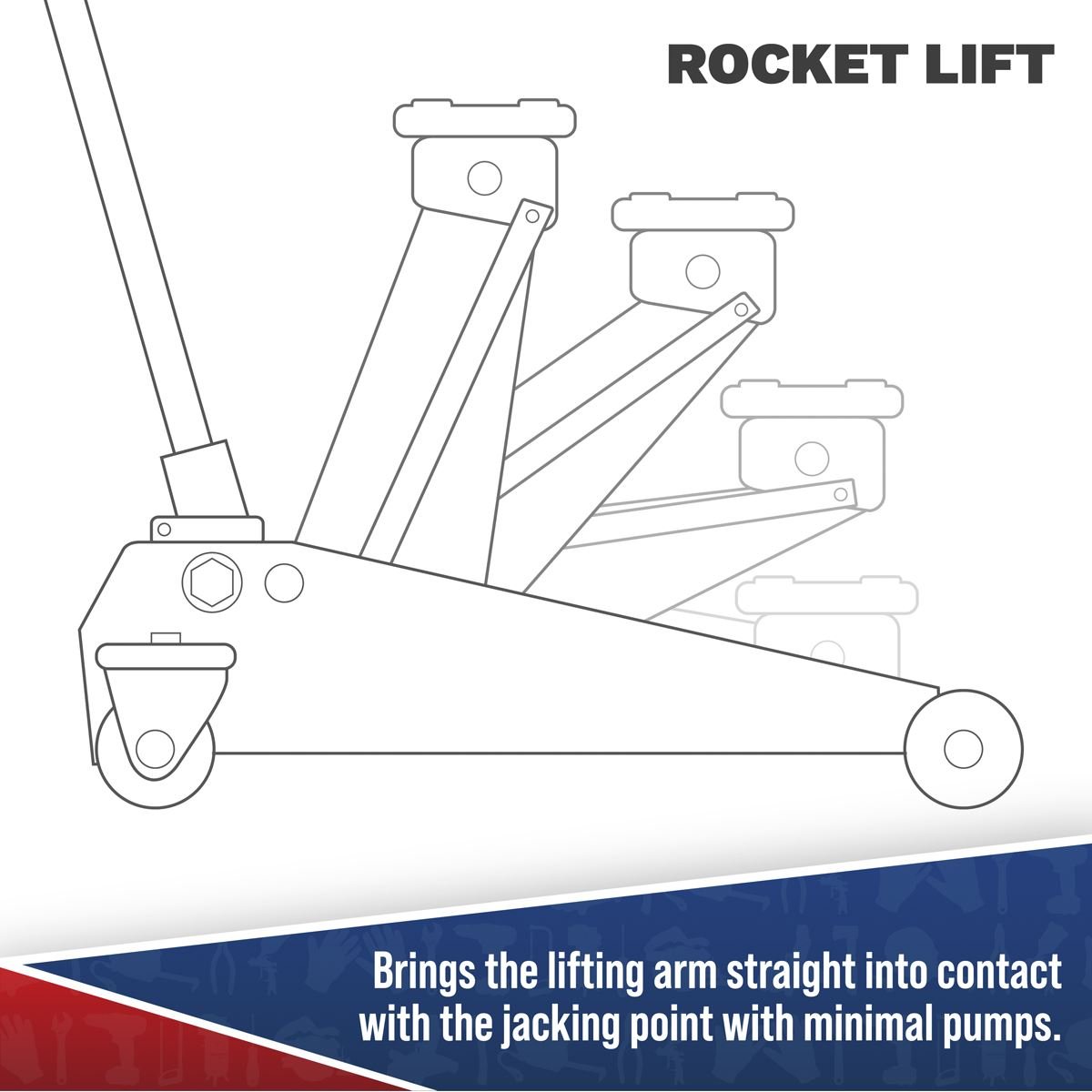 Sealey 2100TB Viking Low Profile Professional Long Reach Trolley Jack with Rocket Lift 2 Tonne