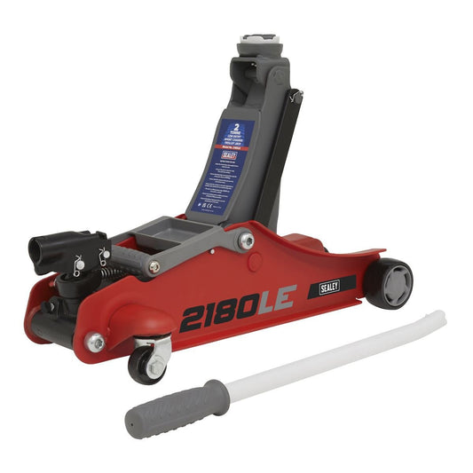 Sealey 2180LE 180° Handle Low Profile Short Chassis Trolley Jack 2 Tonne - Red