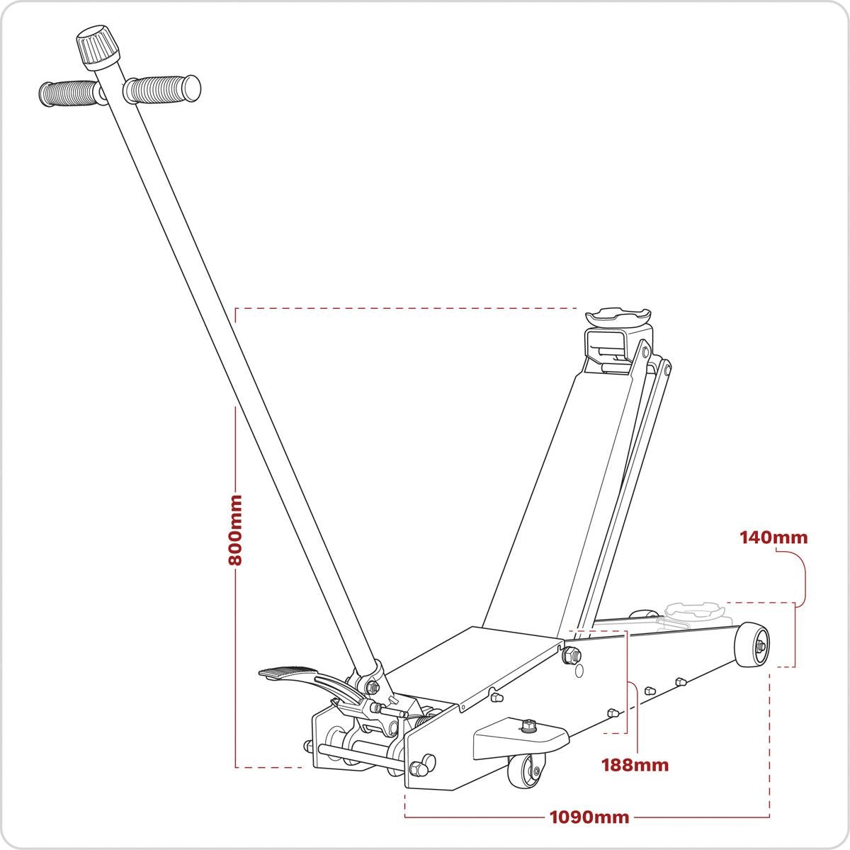 Sealey 2201HL Long Reach High Lift Commercial Trolley Jack 2 Tonne