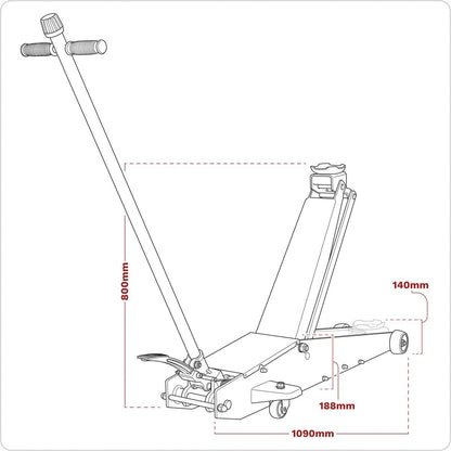 Sealey 2201HL Long Reach High Lift Commercial Trolley Jack 2 Tonne