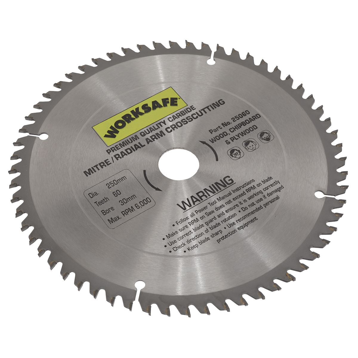 Sealey 25060 Sealey 25060 TCT Saw Blade Ø250 x 30mm - 60tpu