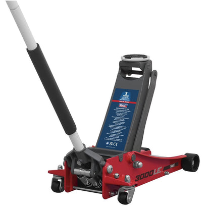 Sealey 3000LE Low Profile Trolley Jack with Rocket Lift 3 Tonne - Red