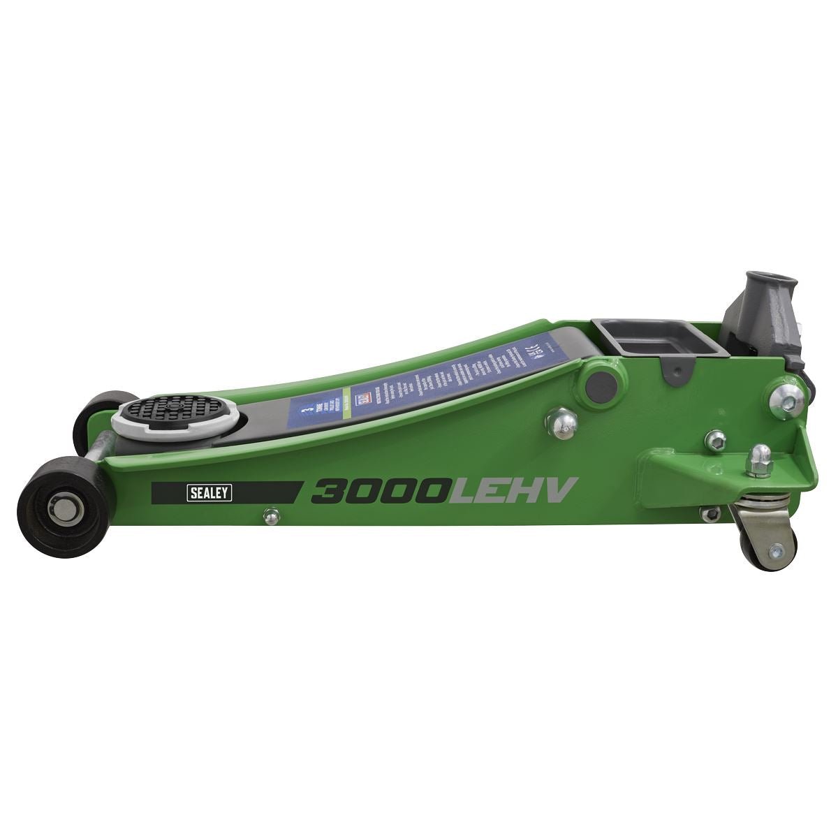 Sealey 3000LEHV Low Profile Trolley Jack with Rocket Lift 3 Tonne - Green