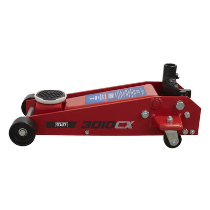 Sealey 3010CX Standard Chassis Trolley Jack 3 Tonne with Axle Stands (Pair) 3 Tonne Capacity per Stand