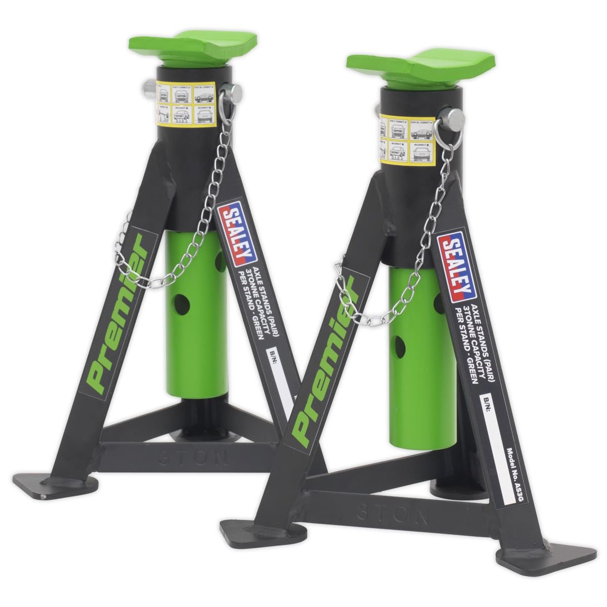 Sealey 3040AGCOMBO1 Premier Trolley Jack 3 Tonne & Axle Stands (Pair) 3 Tonne per Stand Combo