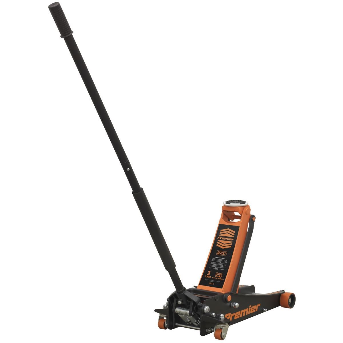 Sealey 3040AO Premier Low Profile Trolley Jack with Rocket Lift 3 Tonne - Orange