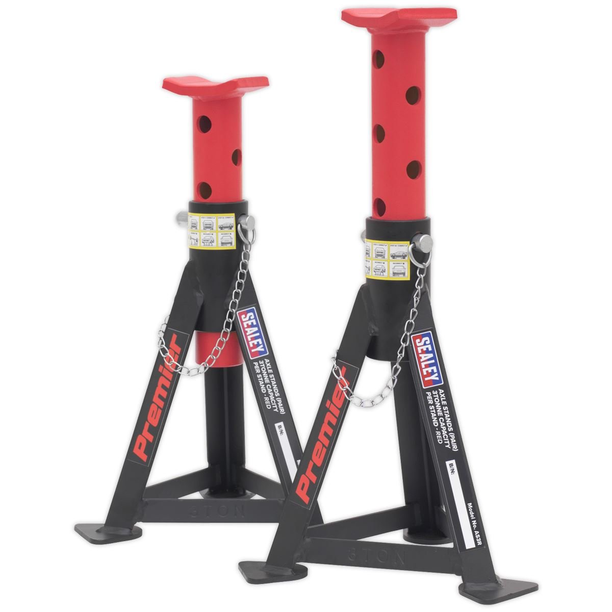 Sealey 3040ARCOMBO Trolley Jack 3 Tonne & Axle Stands (Pair) 3 Tonne per Stand Combo