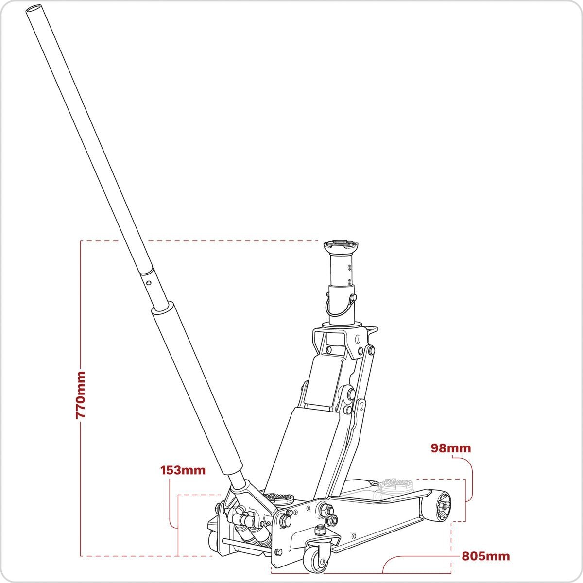 Sealey 3200LEHL Low Profile High Lift Trolley Jack with Rocket Lift 2/3 Tonne