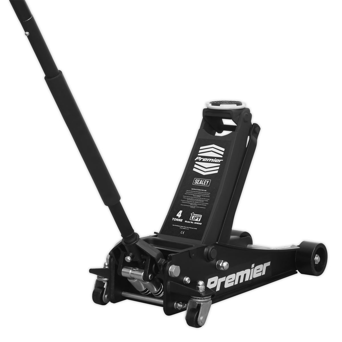 Sealey 4040AB Premier Low Profile Trolley Jack with Rocket Lift 4 Tonne - Black