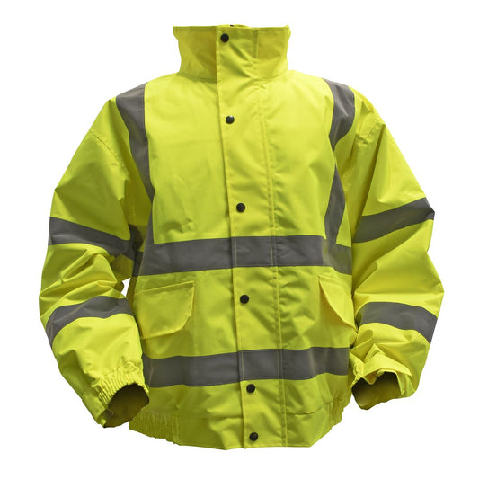 Sealey 802L Hi - Vis Yellow Jacket with Quilted Lining & Elasticated Waist - Large