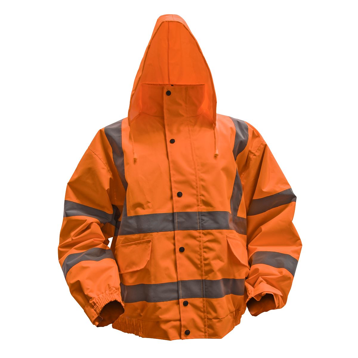 Sealey 802LO Hi - Vis Orange Jacket with Quilted Lining & Elasticated Waist - Large