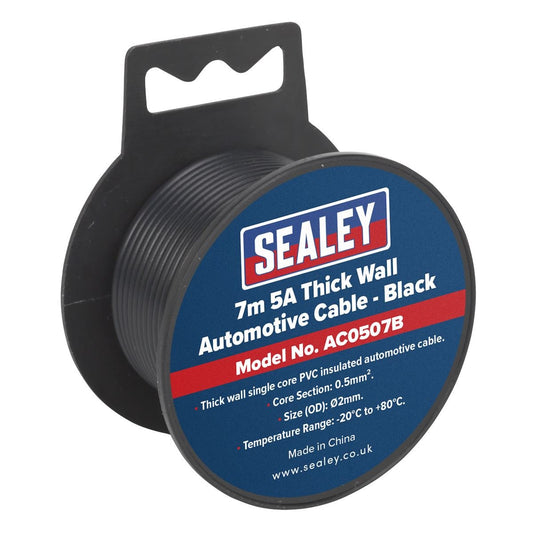 Sealey AC0507B Automotive Cable Thick Wall 5A 7m Black