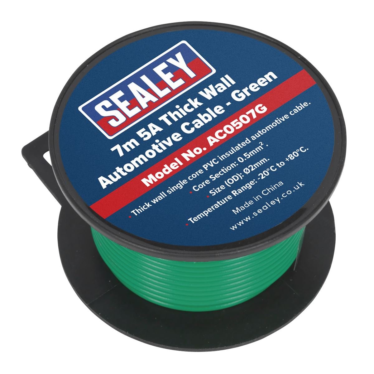 Sealey AC0507G Automotive Cable Thick Wall 5A 7m Green