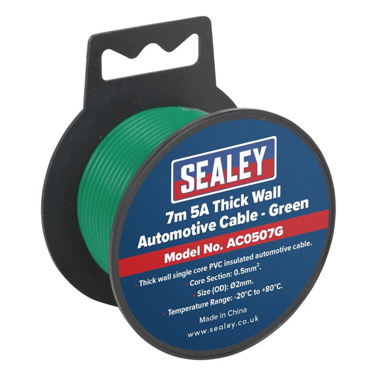 Sealey AC0507G Automotive Cable Thick Wall 5A 7m Green