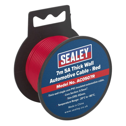 Sealey AC0507R Automotive Cable Thick Wall 5A 7m Red