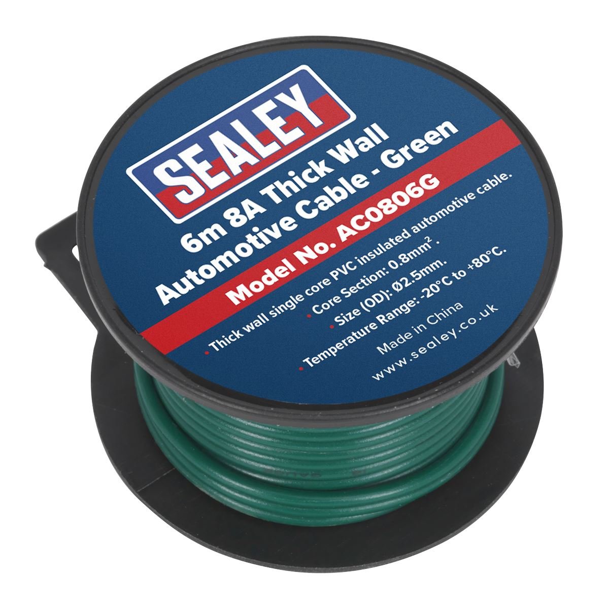 Sealey AC0806G Automotive Cable Thick Wall 8A 6m Green