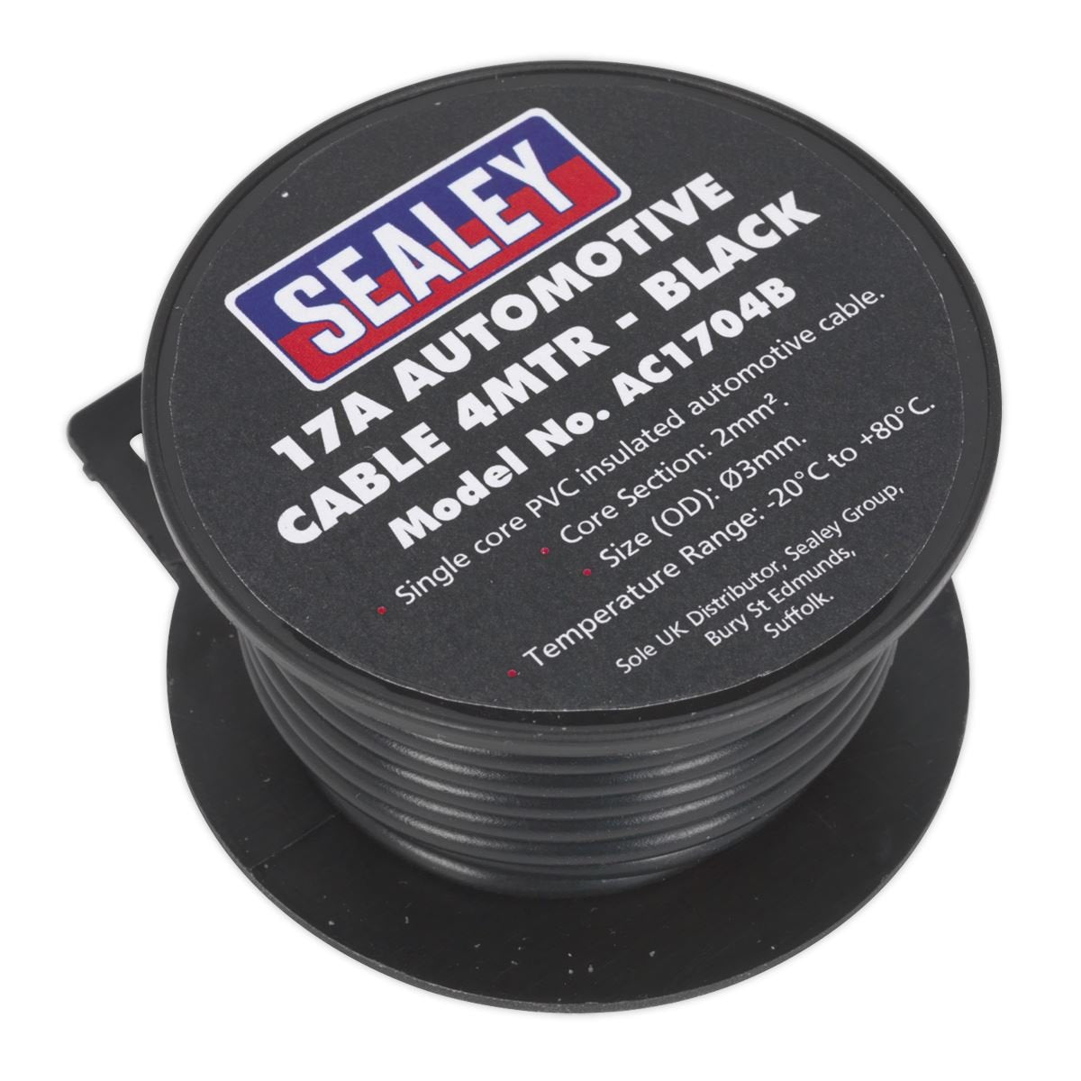 Sealey AC1704B Automotive Cable Thick Wall 17A 4m Black