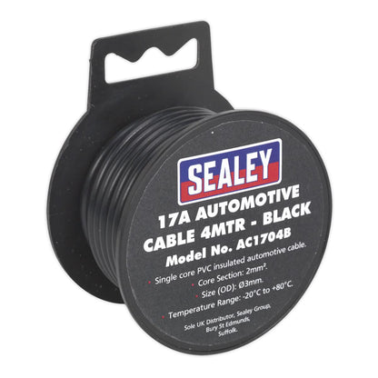 Sealey AC1704B Automotive Cable Thick Wall 17A 4m Black