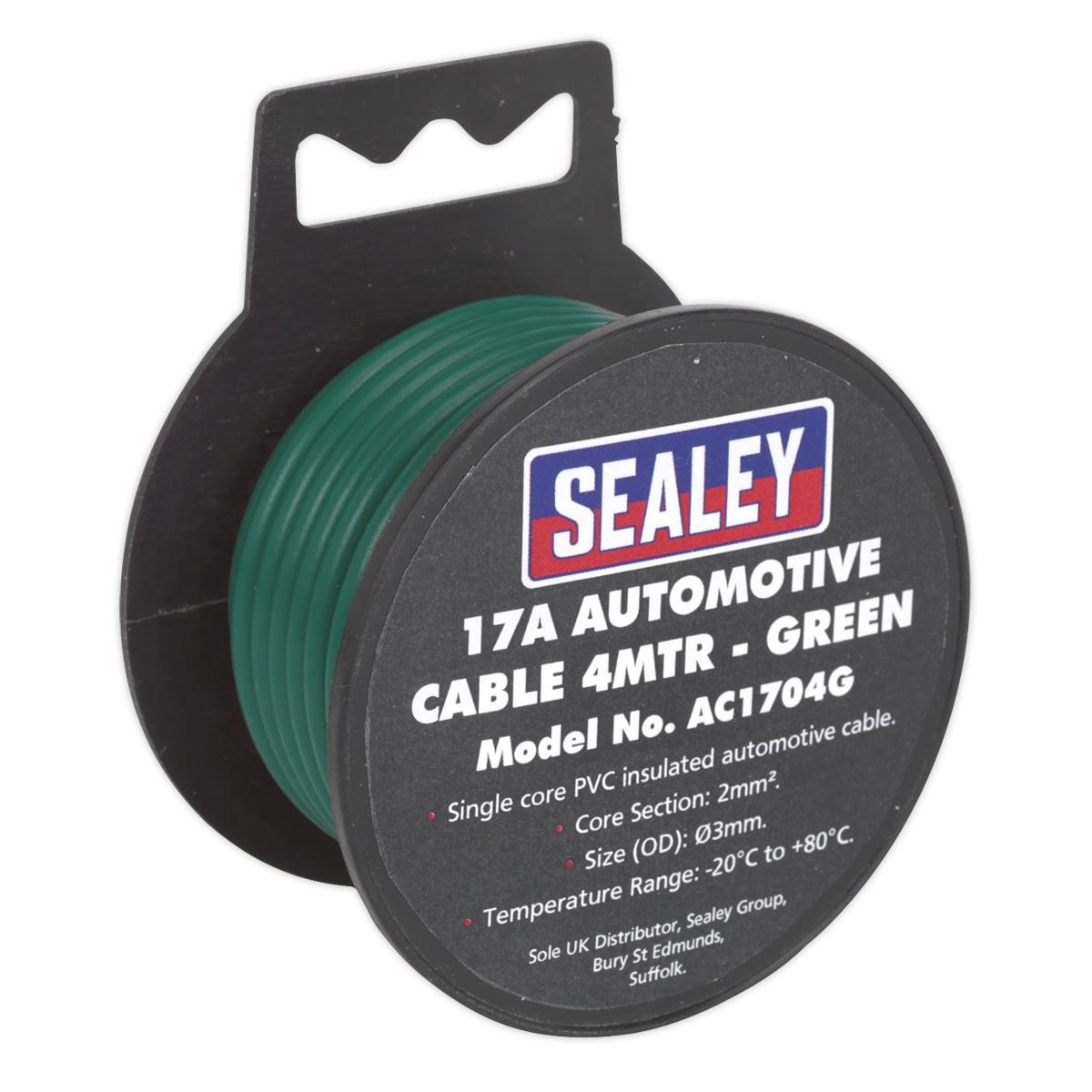 Sealey AC1704G Automotive Cable Thick Wall 17A 4m Green