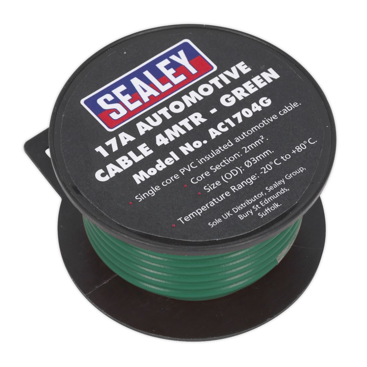 Sealey AC1704G Automotive Cable Thick Wall 17A 4m Green