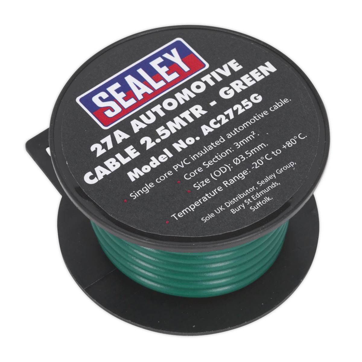 Sealey AC2725G Automotive Cable Thick Wall 27A 2.5m Green