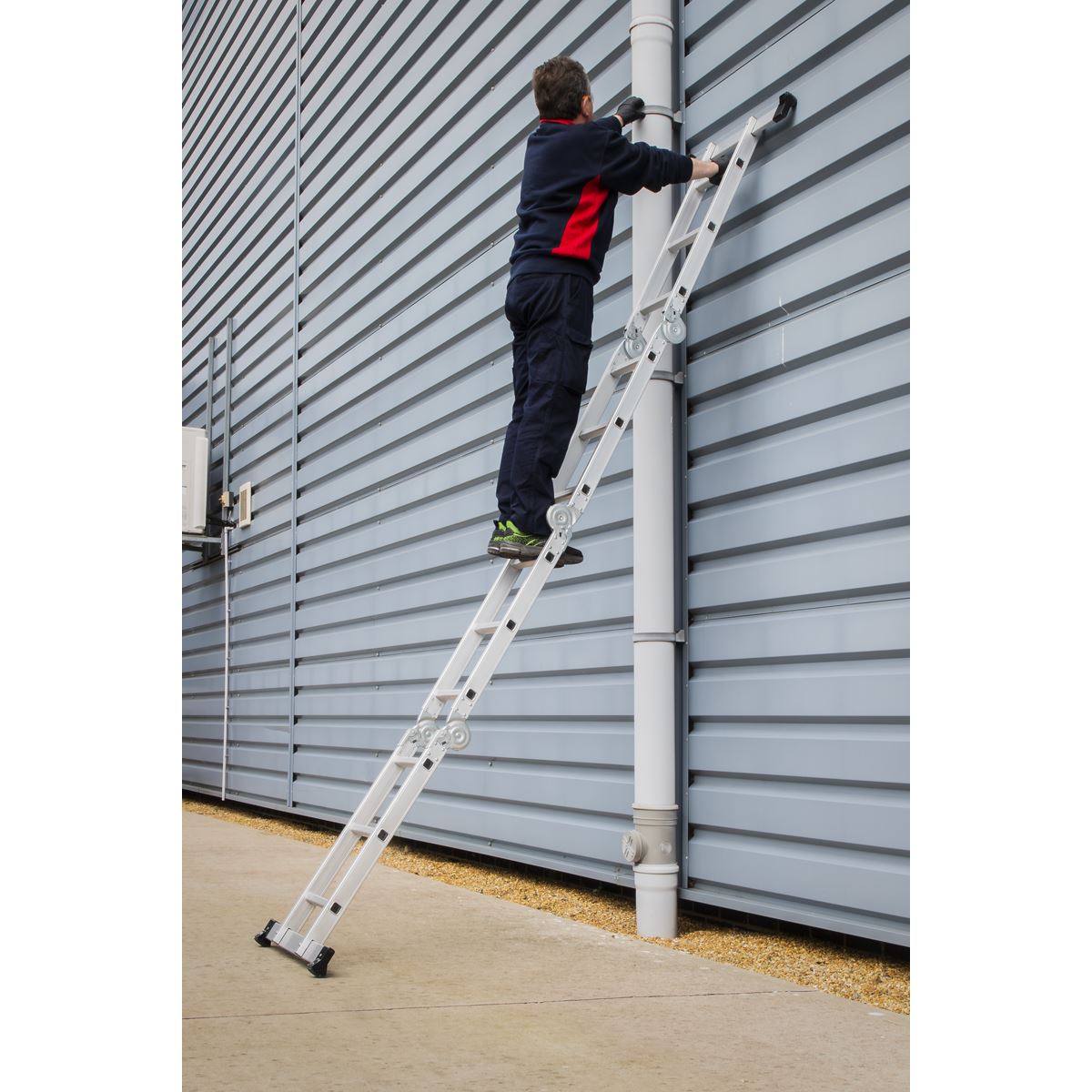 Sealey AFPL1 Aluminium Folding Platform Ladder 4 - Way EN 131