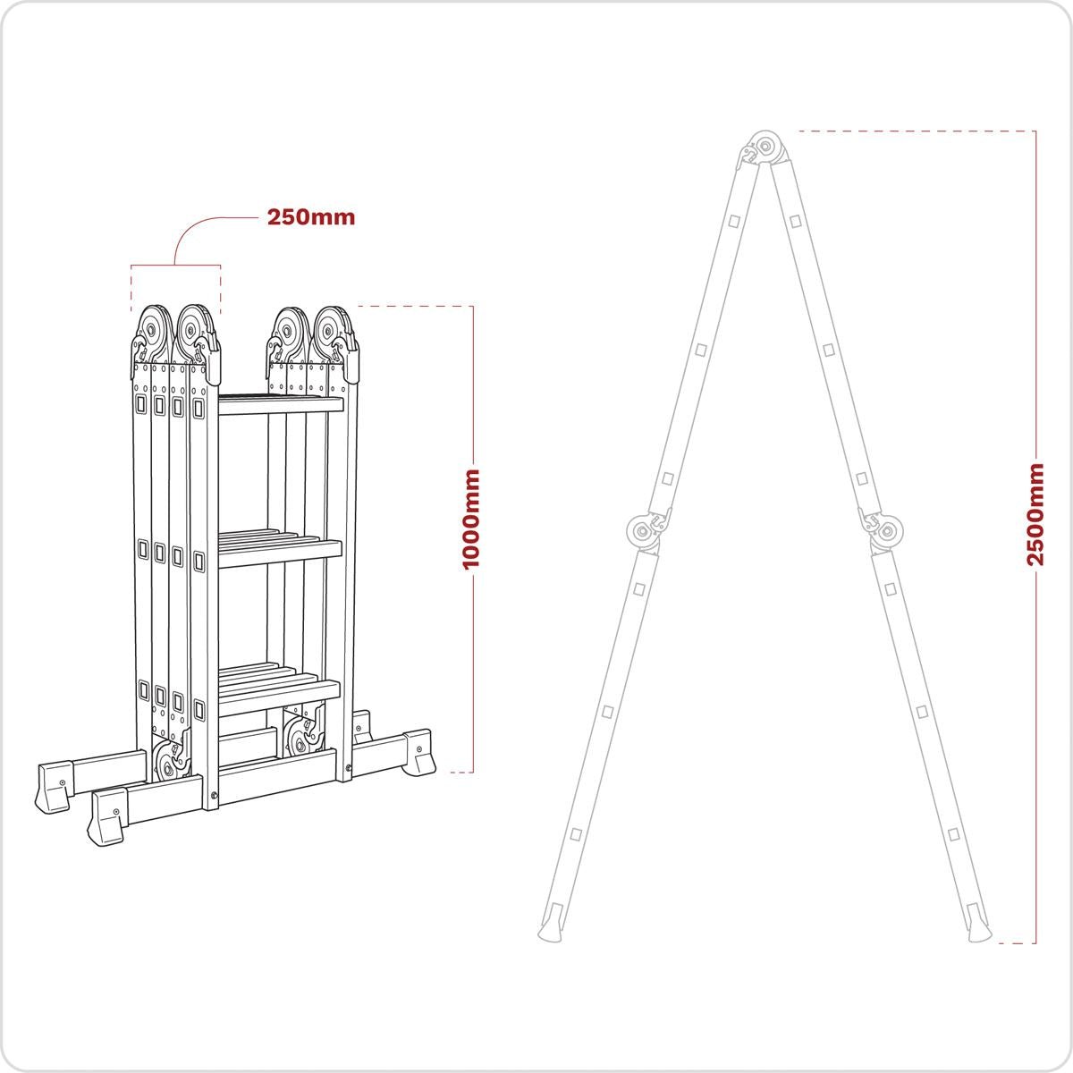 Sealey AFPL1 Aluminium Folding Platform Ladder 4 - Way EN 131