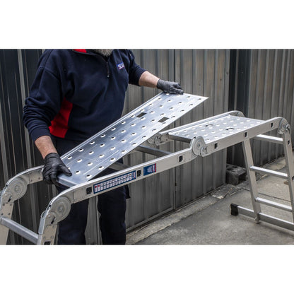 Sealey AFPL1 Aluminium Folding Platform Ladder 4 - Way EN 131