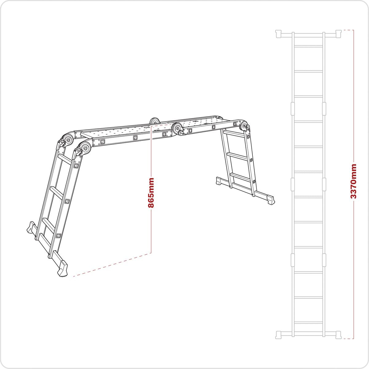 Sealey AFPL1 Aluminium Folding Platform Ladder 4 - Way EN 131