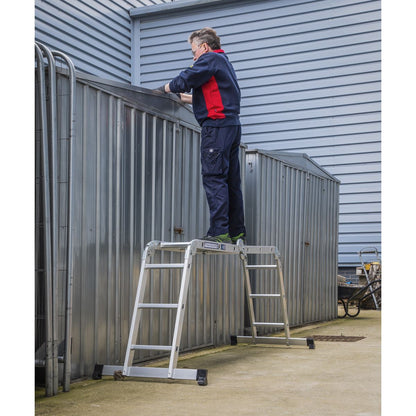 Sealey AFPL1 Aluminium Folding Platform Ladder 4 - Way EN 131