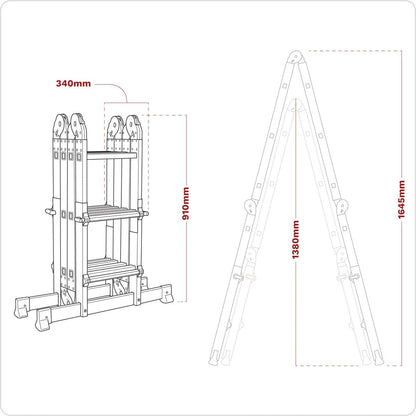 Sealey AFPL2 Aluminium Multipurpose Ladder EN 131 Adjustable Height