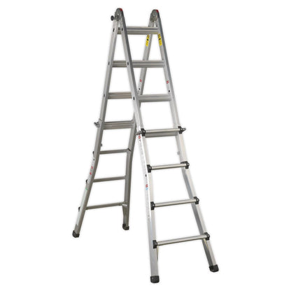 Sealey AFPL3 Aluminium Telescopic Ladder 4 - Way EN 131 Adjustable Height