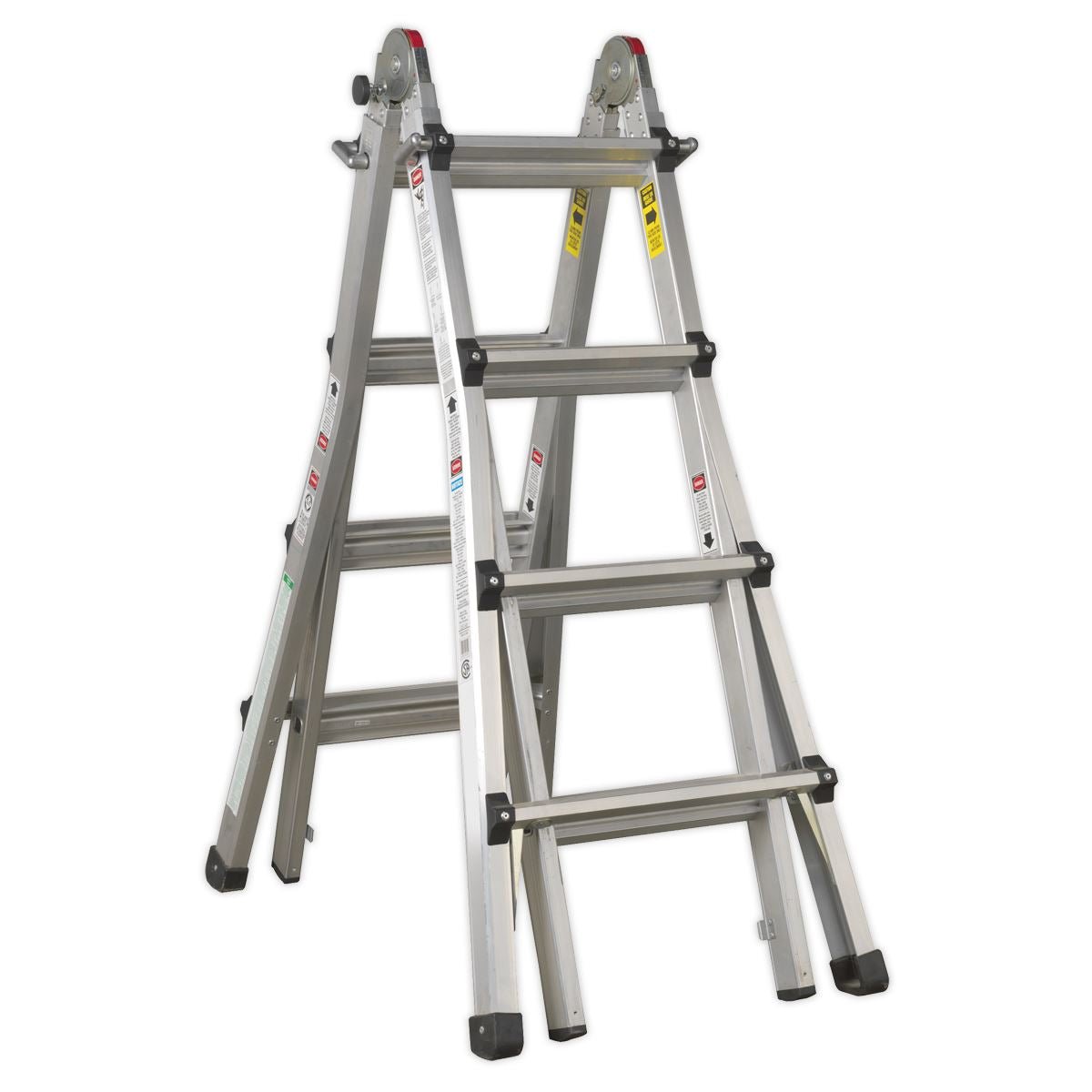 Sealey AFPL3 Aluminium Telescopic Ladder 4 - Way EN 131 Adjustable Height