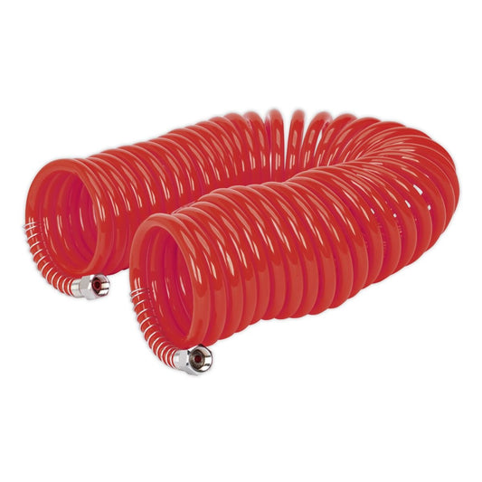 Sealey AH10C/6 PU Coiled Air Hose 10m x Ø6mm with 1/4"BSP Unions