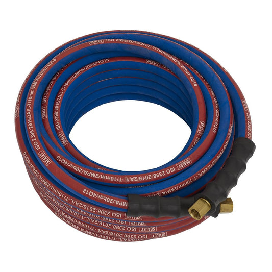 Sealey AH15R/38 Air Hose 15m x Ø10mm with 1/4"BSP Unions Extra - Heavy - Duty