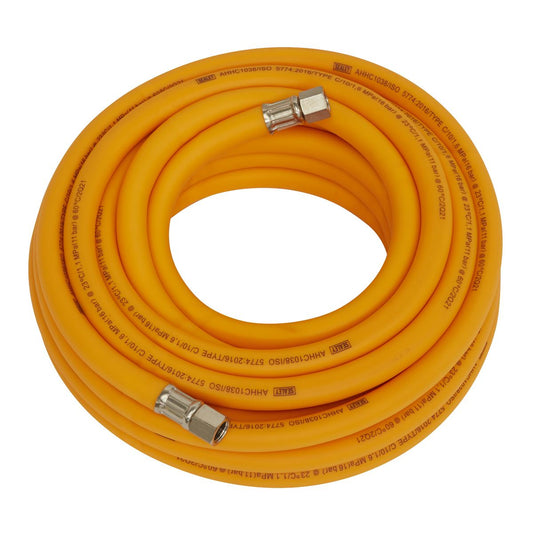 Sealey AHHC1038 Air Hose 10m x Ø10mm Hybrid High - Visibility with 1/4"BSP Unions