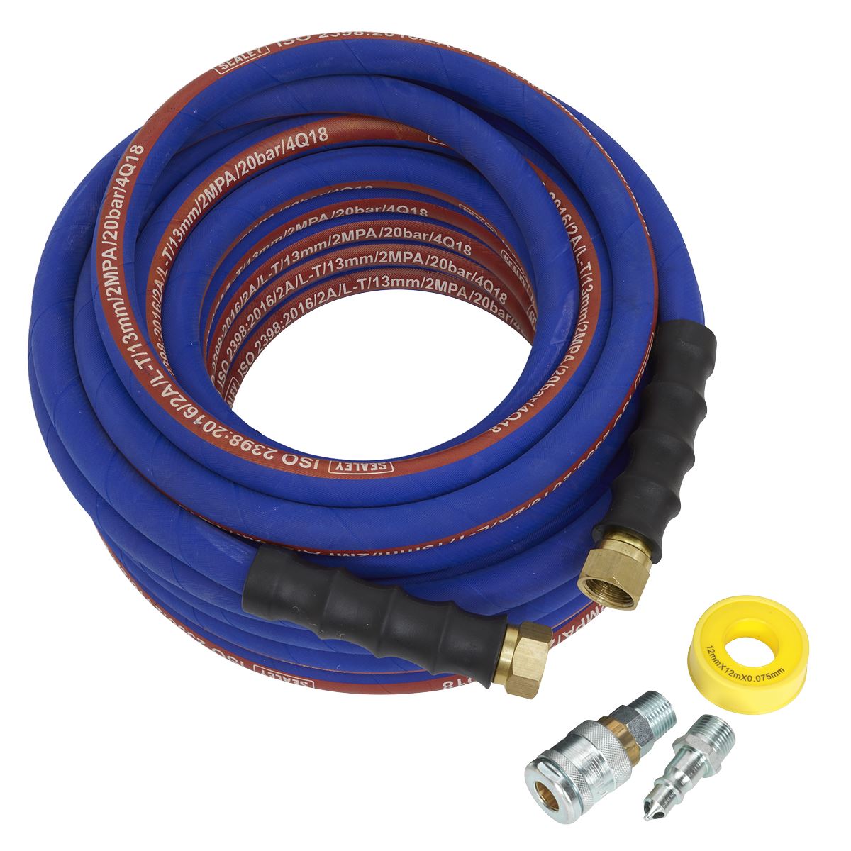 Sealey AHK04 Sealey AHK04 Air Hose Kit 15m x Ø13mm High Flow with 100 Series Adaptors